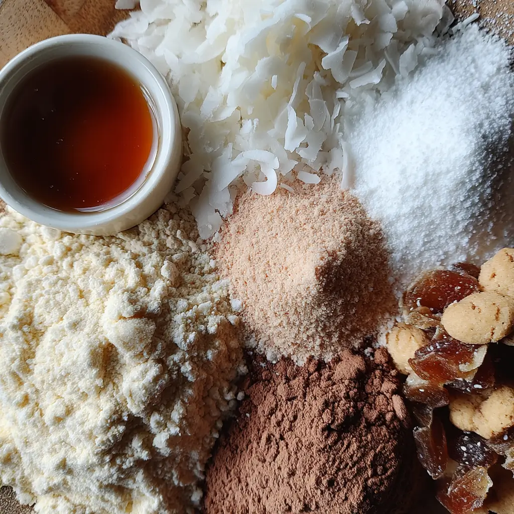 Dairy free ice cream cake ingredients on a wooden table