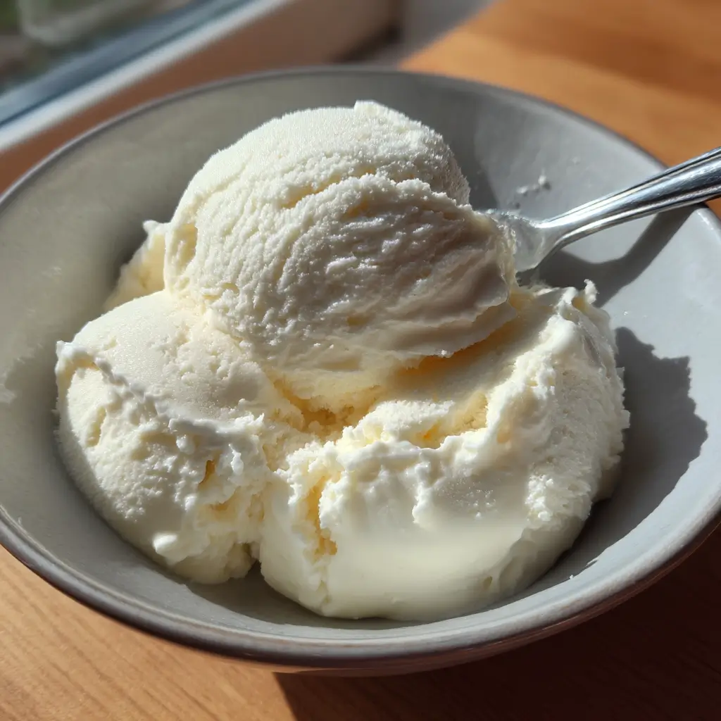 Coconut-based dairy free ice cream being churned in ice cream maker