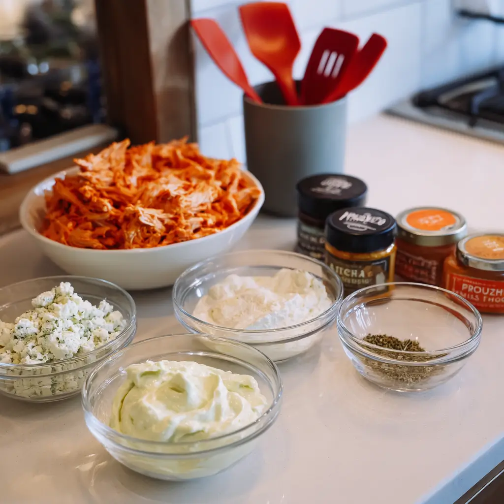 dairy free cream cheese and shredded chicken for buffalo dip