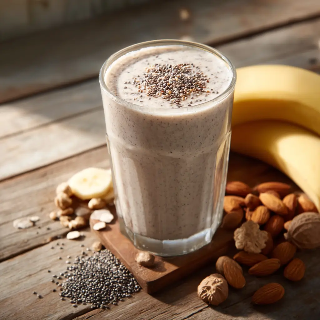 dairy free protein shake with banana and almond milk