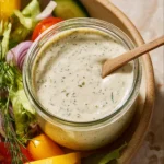 Dairy-Free Ranch Dressing in a bowl with veggies