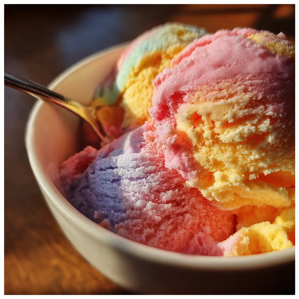 Is sherbet dairy free – close-up of traditional rainbow sherbet