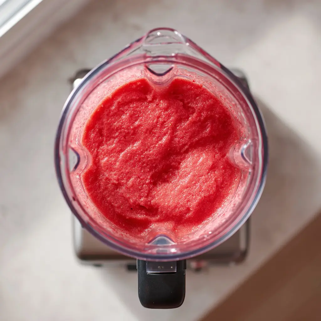 Blending Homemade Strawberry Dairy Free Sorbet