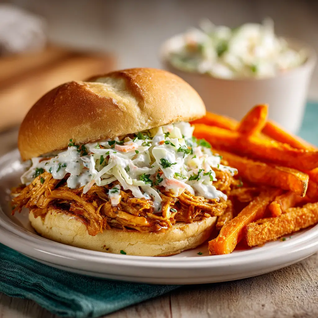 ranch chicken sandwich with coleslaw and fries